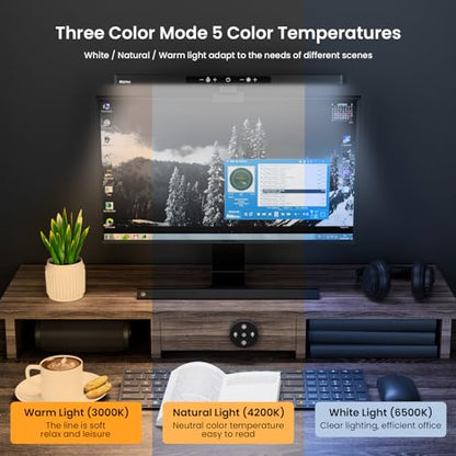 Monitor Light Bar with Remote Control, USB Computer Monitor Lamp, Eye-Care Screen Light Bar, Adjustable Color Temperature, Stepless Dimming, No Screen Glare Desk lamp Home Office Game - style: BM-ES1 PLUS