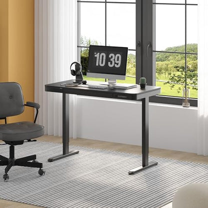 FLEXISPOT Comhar 48" Electric Standing Desk with Drawers, USB Charging Ports, Quick Assembly, Height Adjustable Sit Stand Computer Desk with Child Lock for Contemporary Home Office, Black - size: 48"Black