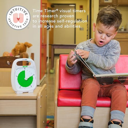 TIME TIMER PLUS 5 Minute Desk Visual Timer - Countdown Timer with Portable Handle for Classroom, Office, Homeschooling, Study Tool with Silent Operation (White) - style: 5 Minutes