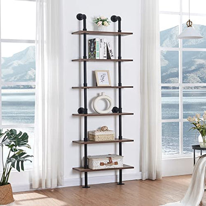 Hombazzar Industrial Pipe Bookshelf,6 Tier Pipe Shelving for Living Room