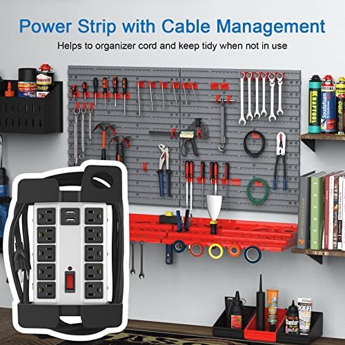 CCCEI Heavy Duty Power Strip with USB Ports, 10 Outlets. Grey, 10FT. - color: Grey, size: 10ft