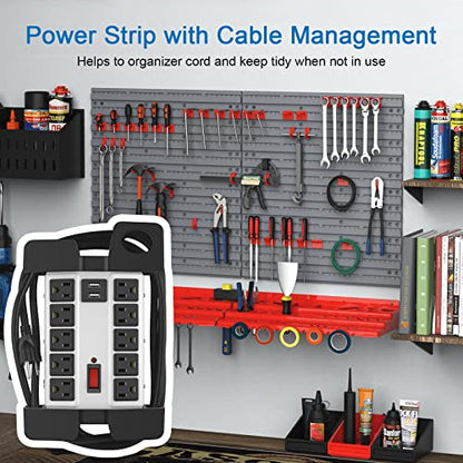 CCCEI Heavy Duty Power Strip with USB Ports, 10 Outlets. Grey, 10FT. - color: Grey, size: 10ft