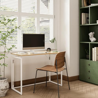 alawooder 31.5" Folding Desk: No Assembly, Wood Top for Small Spaces - color: Beige, size: 31.5"W x 15.7"D