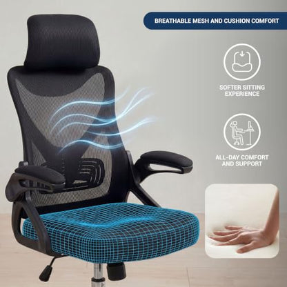 Techni Mobili High Back Mesh Office Chair w/Lumbar Support,Ergonomic, Black