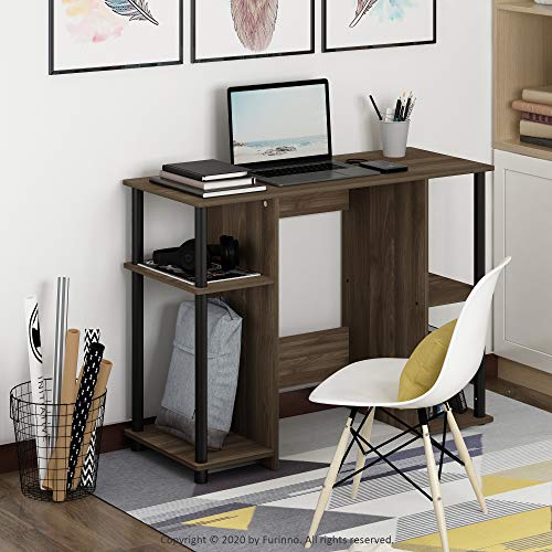 Furinno Jaya Computer Study Desk, Columbia Walnut/Black - color: Columbia Walnut/Black