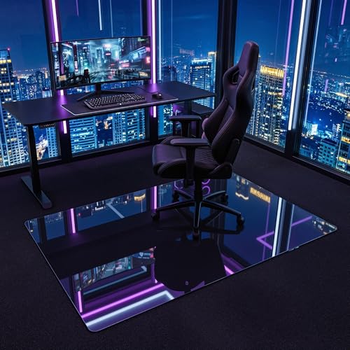 40" x 60" Glass Chair Mat for Carpet, 0.2" Thick Office Chair Mat | Heavy-Duty Tempered Glass With Crystal Clear Surface, Polished Rounded Edges Resists Scratches And Cracks For Smooth Rolling - size: 40"x60"