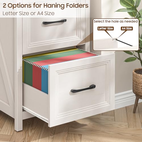2 Drawer Vertical File Cabinet, Wood Farmhouse Cabinet, White and Brown - color: White and Brown, size: 2 Drawers