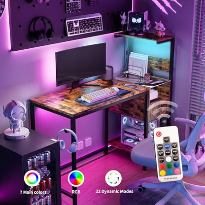 Computer Desk with Power Outlet and Storage Rack