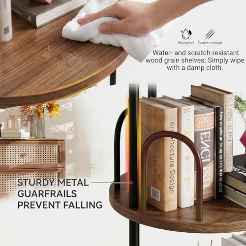 6 Tier Rotating Bookshelf Tower, 360° Revolving SpinningBookcase - color: Black, size: 6 Tiers