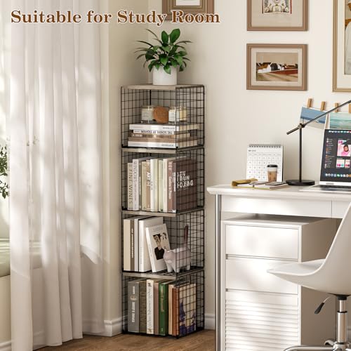 Dmevkic 2 Cube Small Bookcase,Bookshelf for Small Spaces Book Shelf,12.2 x 12.2 x 12.2, DIY Variable Stackable Cube Storage for Living Room,Office,Bedroom - color: Gray Oak, size: 12.2"x12.2"x12.2"