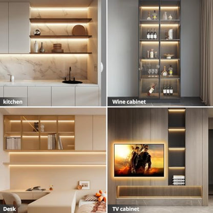 LED Under Cabinet Lighting Kit 6PCS 12V COB LED Strip Lights 1M/3.3FT 3000k - color: Warm White, size: 3.3Ft