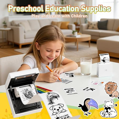 Phomemo Mini Printer Sticker Maker, Inkless Thermal Bluetooth Printer | Mini Thermal Printer, AI Mini Sticker Printer, Sticker Printer Machine, Mini Impresora Portátil, Pocket Label Printer for DIY - color: White