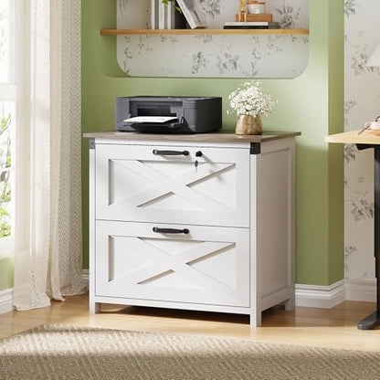 DEVAISE 2-Drawer Lateral File Cabinet with Lock, White