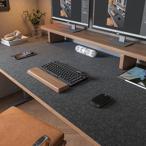 DAWNTREES Large Felt Desk Mat, 47.2"x 23.6", Desk Pad for Office and Home - color: Dark Gray, size: 47.2" x 23.6"
