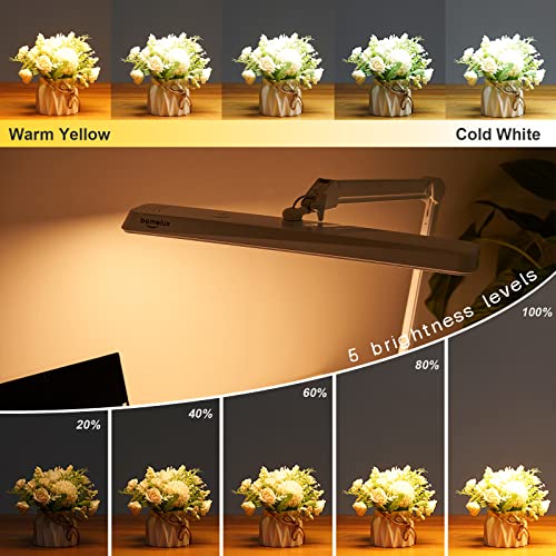 LED Architect Desk Lamp with Clamp, 30W 2500LM, White 30CCT | 324 LEDs deliver flicker-free lighting with 5 color modes, 5 brightness levels, and reinforced dual metal arms - color: White