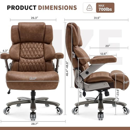 700lbs Big and Tall Office Chair, Large Heavy Duty Computer Desk Chair - color: Gold Brown