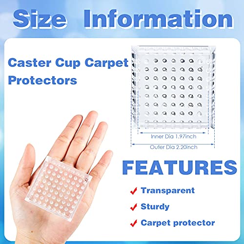 Jetec 8 Pcs Carpet Protectors Furniture Leg Spiked Caster Cups, Square - style: Square