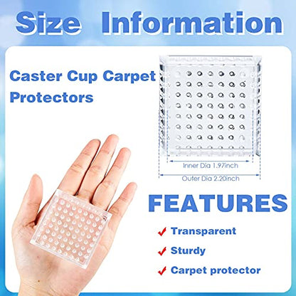 Jetec 8 Pcs Carpet Protectors Furniture Leg Spiked Caster Cups, Square - style: Square