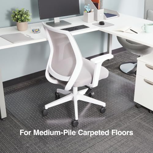 Staples Office Chair Mat, Clear Floor Mats, Medium-Pile Carpets, 60 x 46 Inch, Smooth Glide - size: 46'' x 60'', style: Medium-Pile