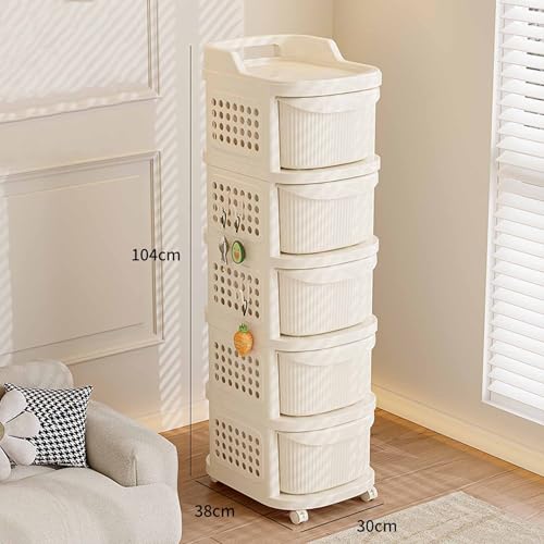 4 Drawers Storage Cart, Narrow Plastic Dresser, Rolling Organizer Cart for Office Classroom Bedroom Bathroom Art Craft Supplies, Mobile Slim Utility Cart on Wheels - size: 5 layers