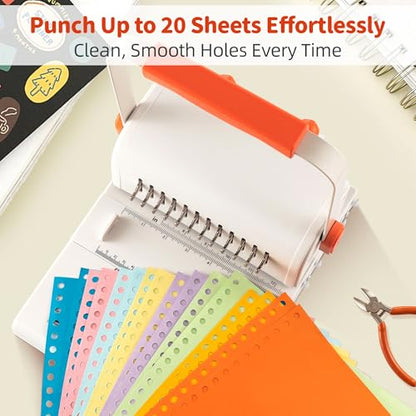 Binding Machine Kit 2:1 Hole Pitch Book Binding Kit with 10PCS 5/8'' Wires and Plier, Manual Paper Punch Binder for DIY Notebooks, Journals, Albums, School Projects, Home/Office Use