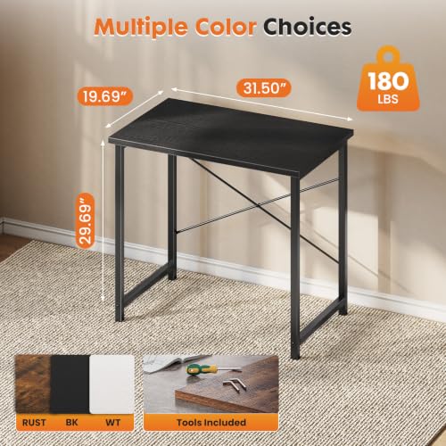 Sweetcrispy 32-Inch Small Computer Desk for Bedroom, Black - color: Black, size: 32-Inch