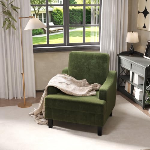 Garvee Green Comfy Accent Chair, Upholstered Armchair for Living Room - color: Olive Green, size: 1 Pack