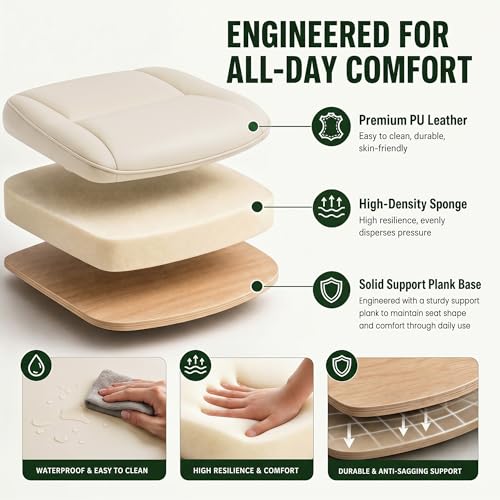 MALOL Leather Office Chair, Home Desk Chair with Flip-up Arms, Beige - color: Beige-new, size: Set of 1