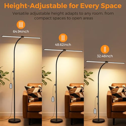 LED Floor Lamp 20W 1400LM Adjustable Neck, Bright Color Changing Light - color: Black