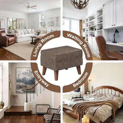 FAGAGA Small Footstool Ottoman with Adjustable Lid, Modern Storage Ottoman - color: Brown, size: 11.8"D x 15.8"W x 11.3"H