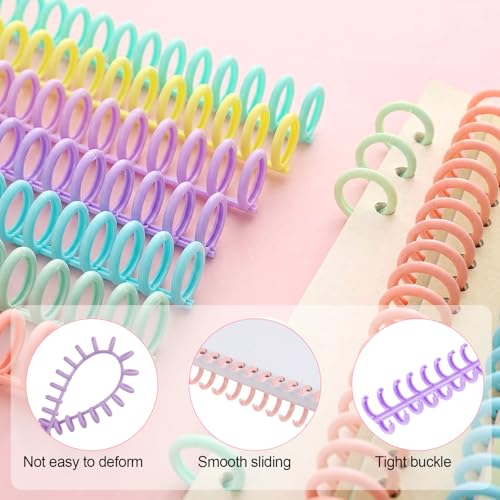 20 PCS Comb Binding Spines 1/2" Diameter 30 Ring Plastic Binder Combs and Spiral Binding Coils, Spiral Coils for Student Teacher Business Document File Notebook File Making (Colorful)