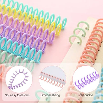 20 PCS Comb Binding Spines 1/2" Diameter 30 Ring Plastic Binder Combs and Spiral Binding Coils, Spiral Coils for Student Teacher Business Document File Notebook File Making (Colorful)