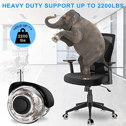 Minewill 2" Office Chair Wheels - Protection for Hardwood Floors and Carpet | Heavy Duty 2000 LBS, 360° Silent Smooth, Standard Stem 7/16″* 7/8″(11mm*22mm),Office Furniture Casters Set of 5(Brown) - color: Brown