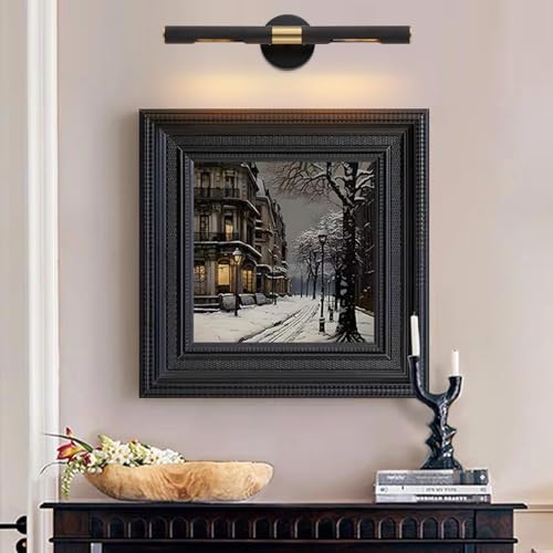 Modern Picture Light 19 inches Brushed Brass Gold Black Wall Sconce with Knurled Texture Cylinder Metal Shades Rotatable 360°Indoor Wall Lighting Fixture for Bathroom Vanity Lights Bedroom - color: 19 inches Gold/Black-Knurled Texture Shades