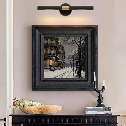 Modern Picture Light 19 inches Brushed Brass Gold Black Wall Sconce with Knurled Texture Cylinder Metal Shades Rotatable 360°Indoor Wall Lighting Fixture for Bathroom Vanity Lights Bedroom - color: 19 inches Gold/Black-Knurled Texture Shades