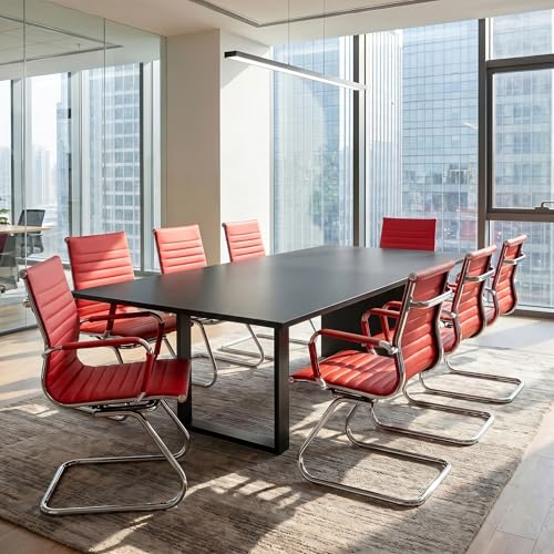 HNY 8-Pack PU Leather Office Guest Chairs - color: Burgundy, size: 8 PCS