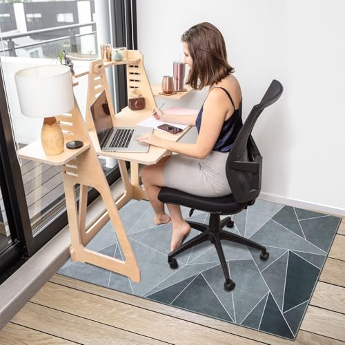 Office Chair Mat for Hardwood Floor,55"*35" Floor Mat for Office Chair,Rolling Desk Chair Mat - Anti-Slip Chair Mat for Laminate/Tile Floor Black Grey - color: Black, size: 55"*35"