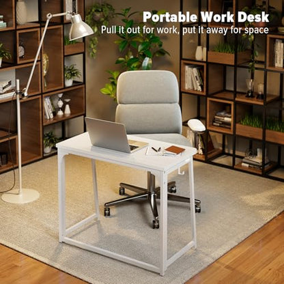 WOHOMO Folding Desk, 31.5" Foldable Computer Table for Small Spaces, White - color: White, size: Small Size:31.5 x 15.7