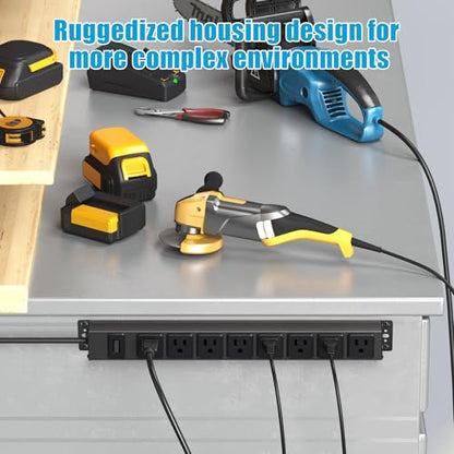 HHSOET 8 Outlet Magnetic Power Strip, 14AWG Extension Cord, 10Ft, Black, 1 - size: 10ft