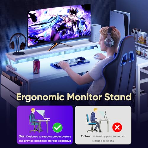 DUMOS L Shaped Gaming Desk, 48" Computer Desks with Storage Shelves