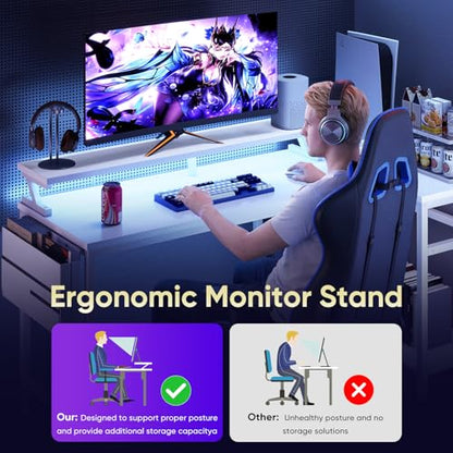 DUMOS L Shaped Gaming Desk, 48" Computer Desks with Storage Shelves