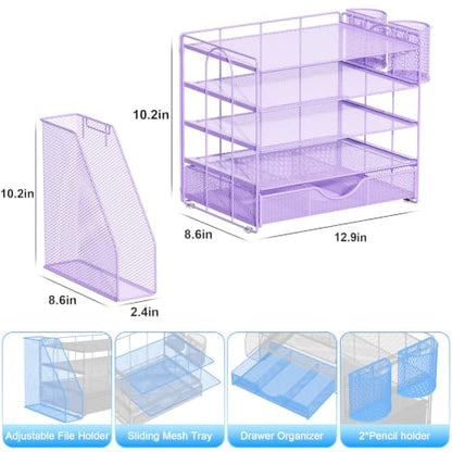 gianotter 5-Tier Desk Organizer with Drawers and File Holders - color: Light Purple, size: 5T