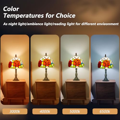 8 Inch Small Tiffany Style Table Lamp with Remote Control, Three Roses - color: Three Roses