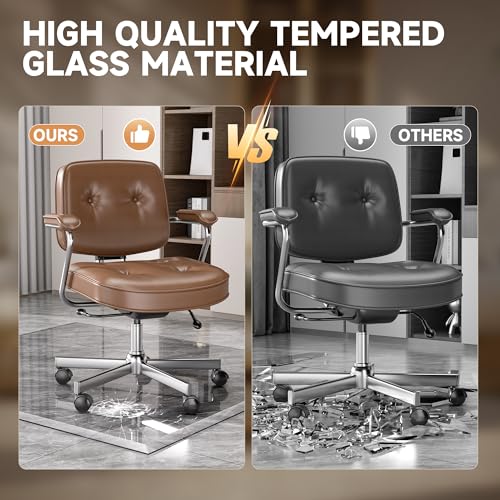 [Tempered Glass] 50“ x 44” Beveled Edge Glass Chair Mat with Polished Edge Clear Office Chair Mat, Glides Smoothly, Suitable for Carpet or Hardwood Floors - size: 50“x44”