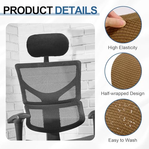 uxcell Office Chair Pillow Cover, Office Chair Headrest Attachment Removable Headrest Protector for Home Desk Computer Chairs, Brown - color: Brown