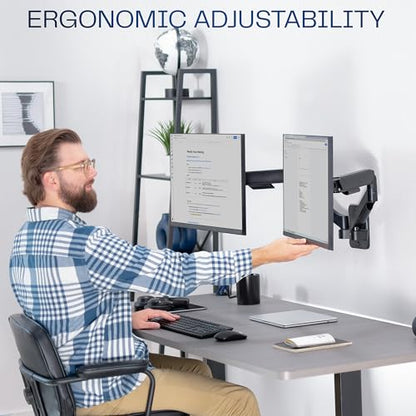 VIVO Height Adjustable Mechanical Extended Arm Dual Monitor Wall Mount Full Motion Articulating, Fits 2 Screens 17 to 32 inches, Black, MOUNT-V002G - size: Up to 32", style: Dual Mount
