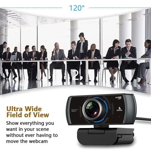 NexiGo N980P 1080P 60FPS Webcam with Microphone and Software Control, USB Computer Camera, Built-in Dual Noise Reduction Mics, 120° Wide-Angle for Zoom/Skype/FaceTime/Teams, PC Mac Laptop Desktop - color: black
