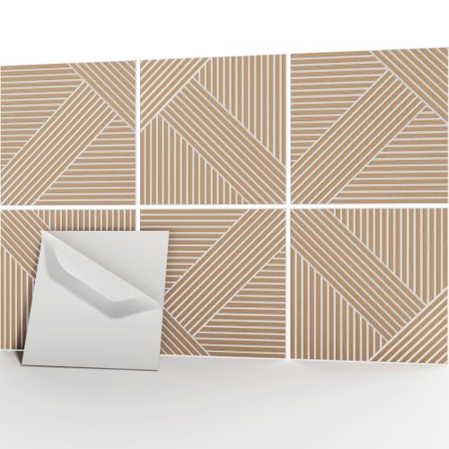 JaneTech Acoustic Wall Panels 23.62 x 23.62 Inch, 6 PCS Sound Absorbing Panels, Decorative Acoustic Wall Panels, Noise Reduction & Echo Control for Home Office Studio Wall Decor, Silk Camel - color: Axis Drift