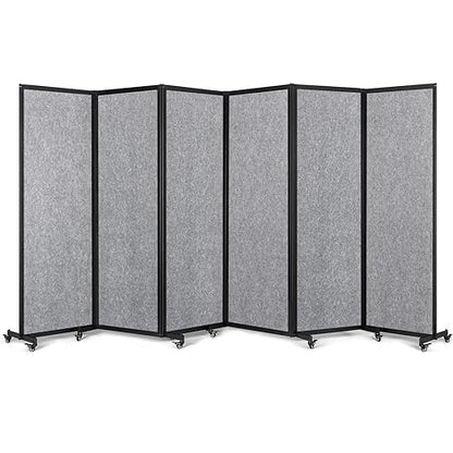 Room Partition,12'7"L* 6'7"H,6 Panel,Light Grey - color: Light Grey, size: 151"(L)*78.7"(H)