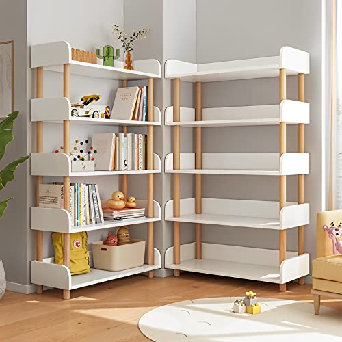 OSCHF 5-Tier Wooden Open Bookcase, Warm White - color: Warm White, size: 5-tier